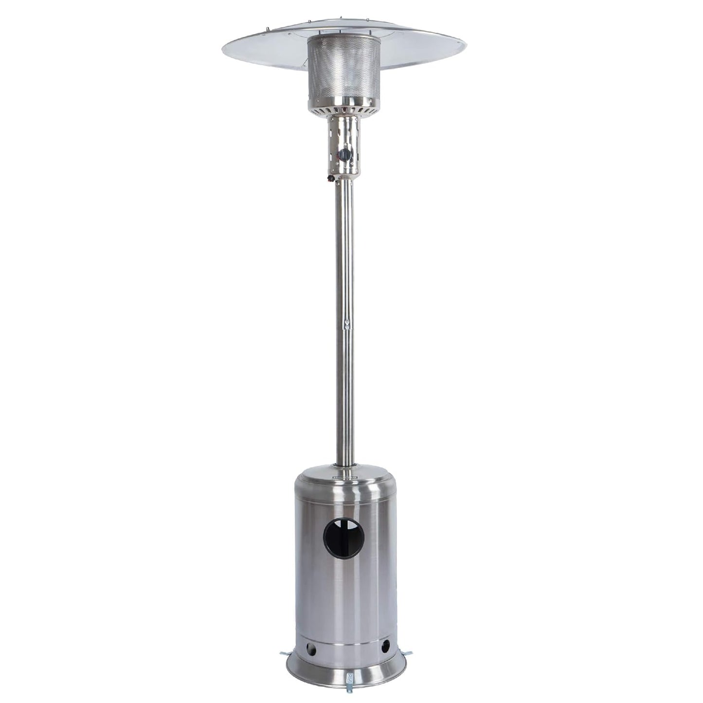 47,000 BTU Stainless Outdoor Patio Heater - Adjustable Portable Liquid Propane Gas Floorstanding Heater with Wheels - The Gadget Guy