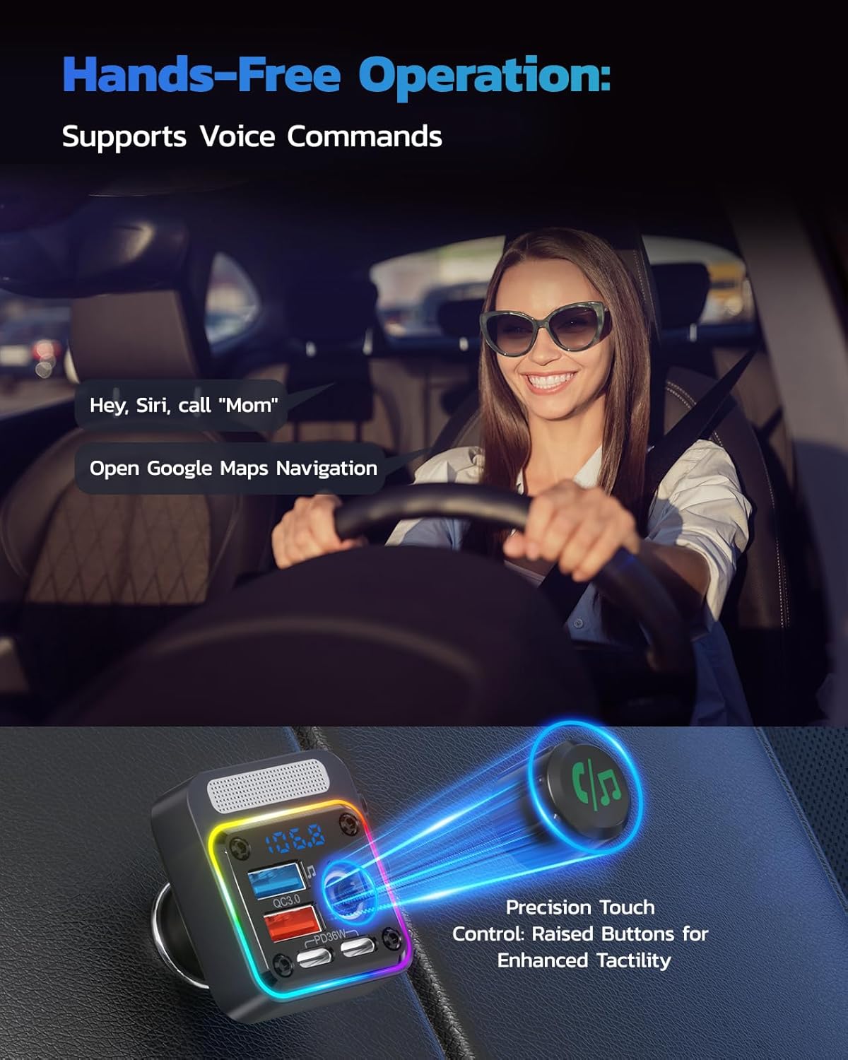 54W Bluetooth 5.3 Car Adapter/FM Transmitter - The Gadget Guy