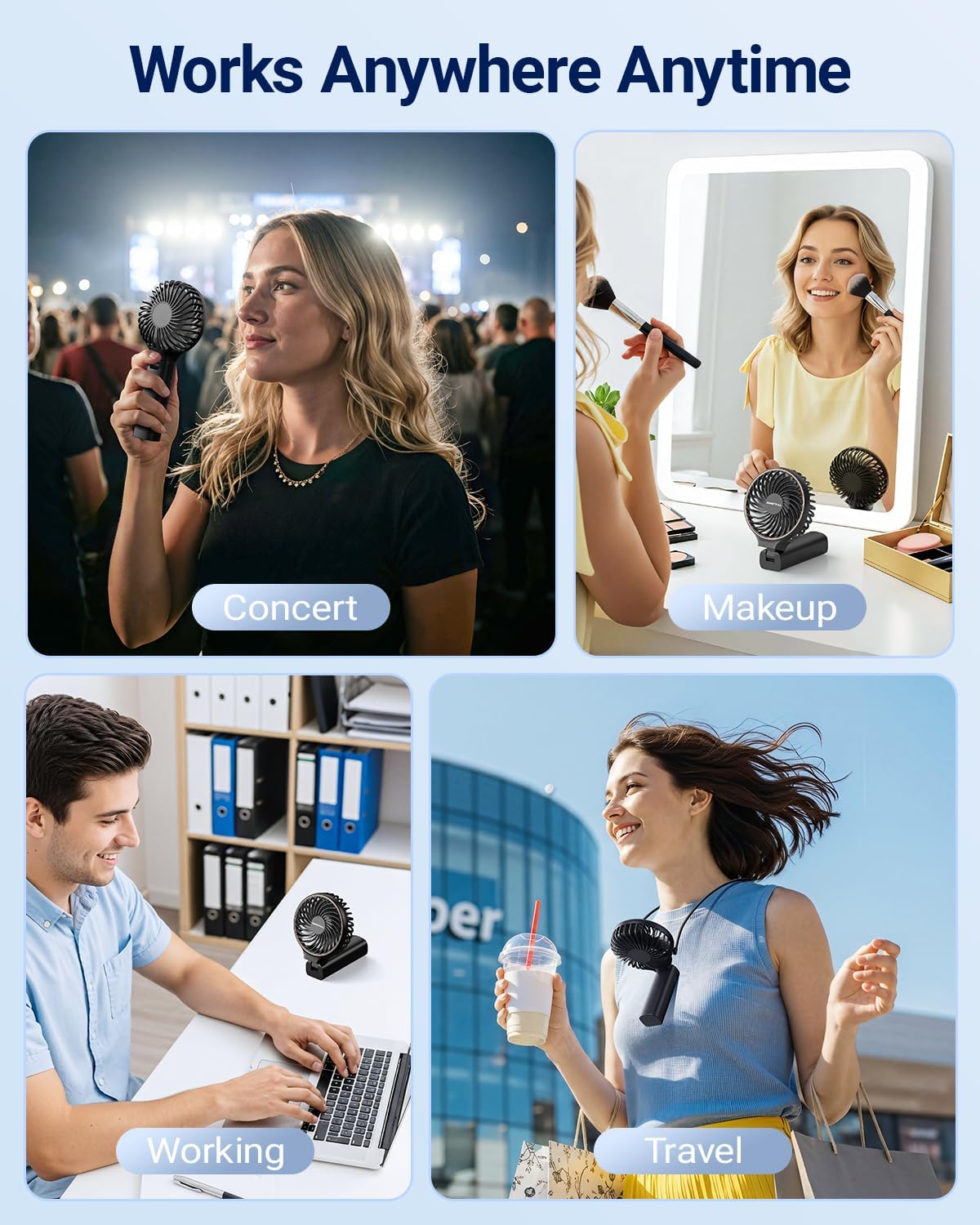 Handheld Portable Fan - 5000Mah Rechargeable Battery, 6 Speed Wind, LED Digital Display - The Gadget Guy