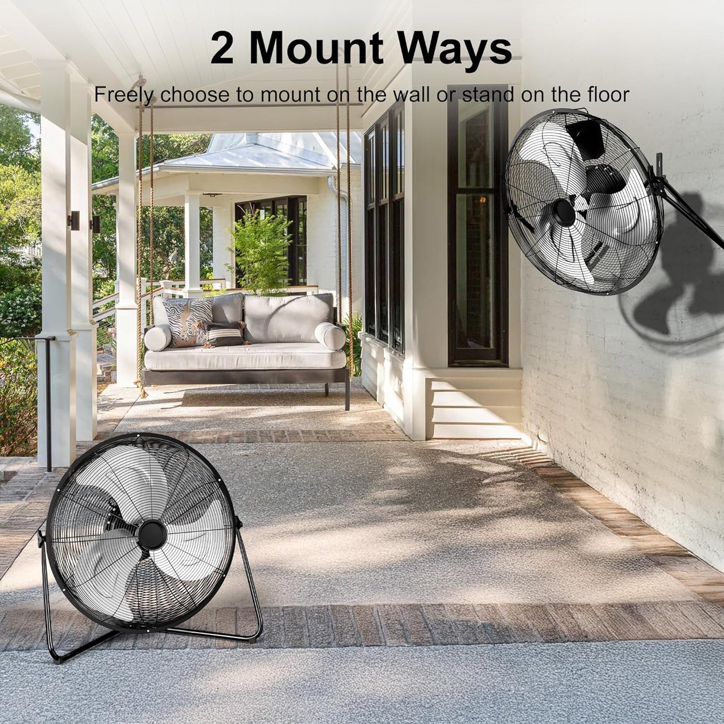 High Velocity Heavy Duty Fan - Metal Industrial Floor Fan with 3 Speeds, 360° Adjustbale Tilting - The Gadget Guy