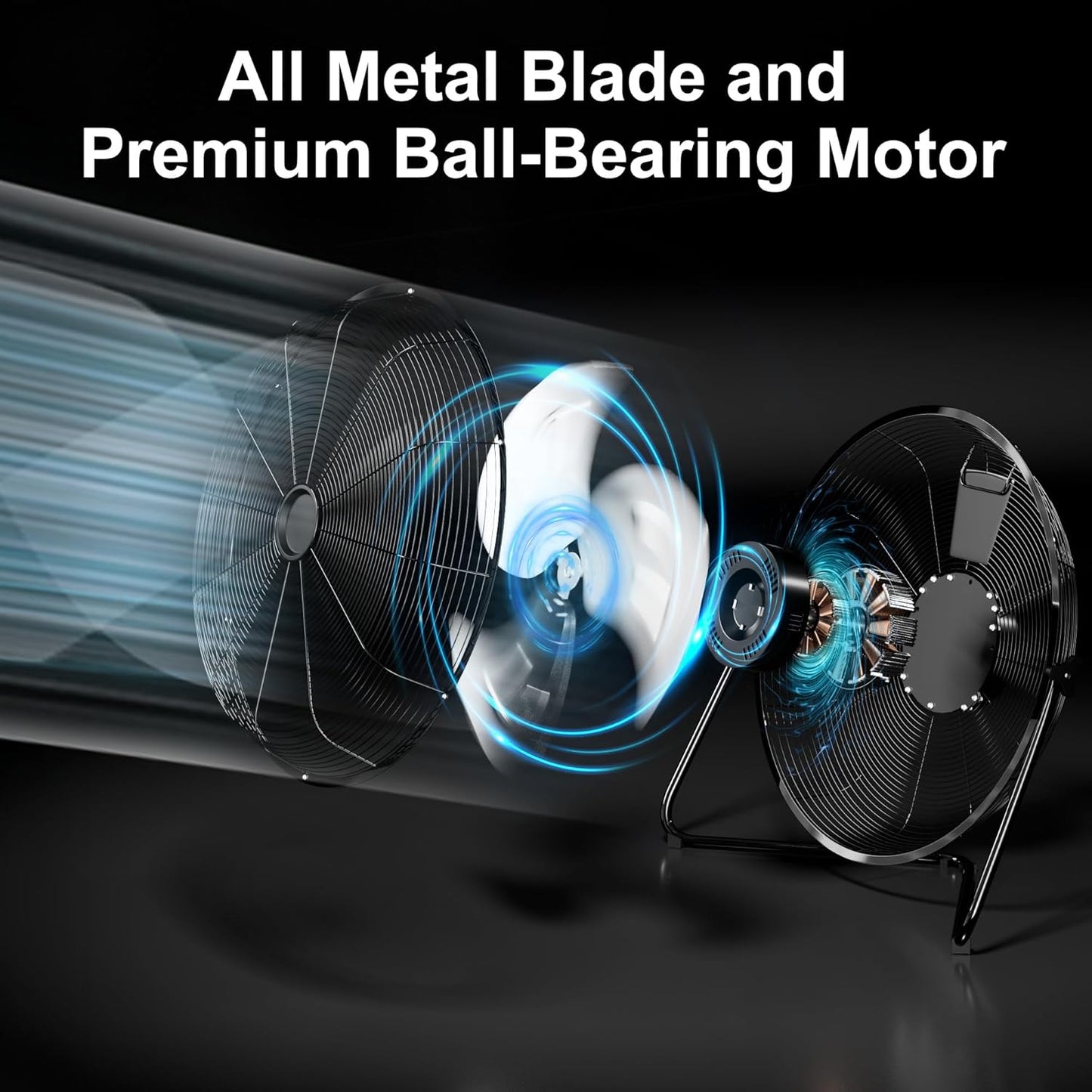 High Velocity Heavy Duty Fan - Metal Industrial Floor Fan with 3 Speeds, 360° Adjustbale Tilting - The Gadget Guy