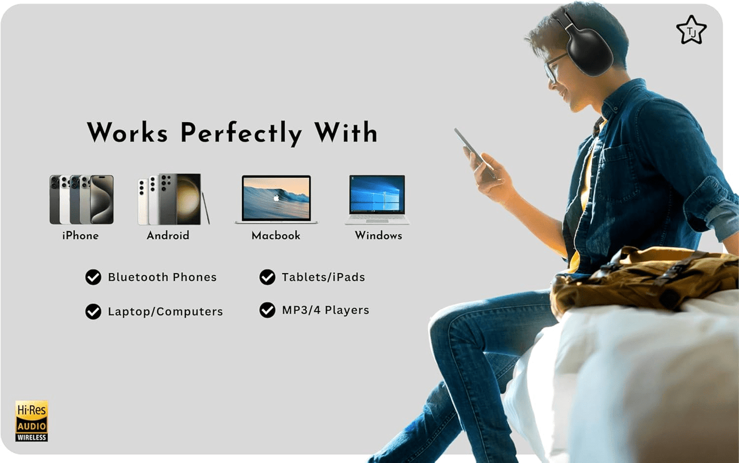 Noise Cancellation Supersoft Leather Wireless Bluetooth Headphones w/ Built - In MIC - The Gadget Guy