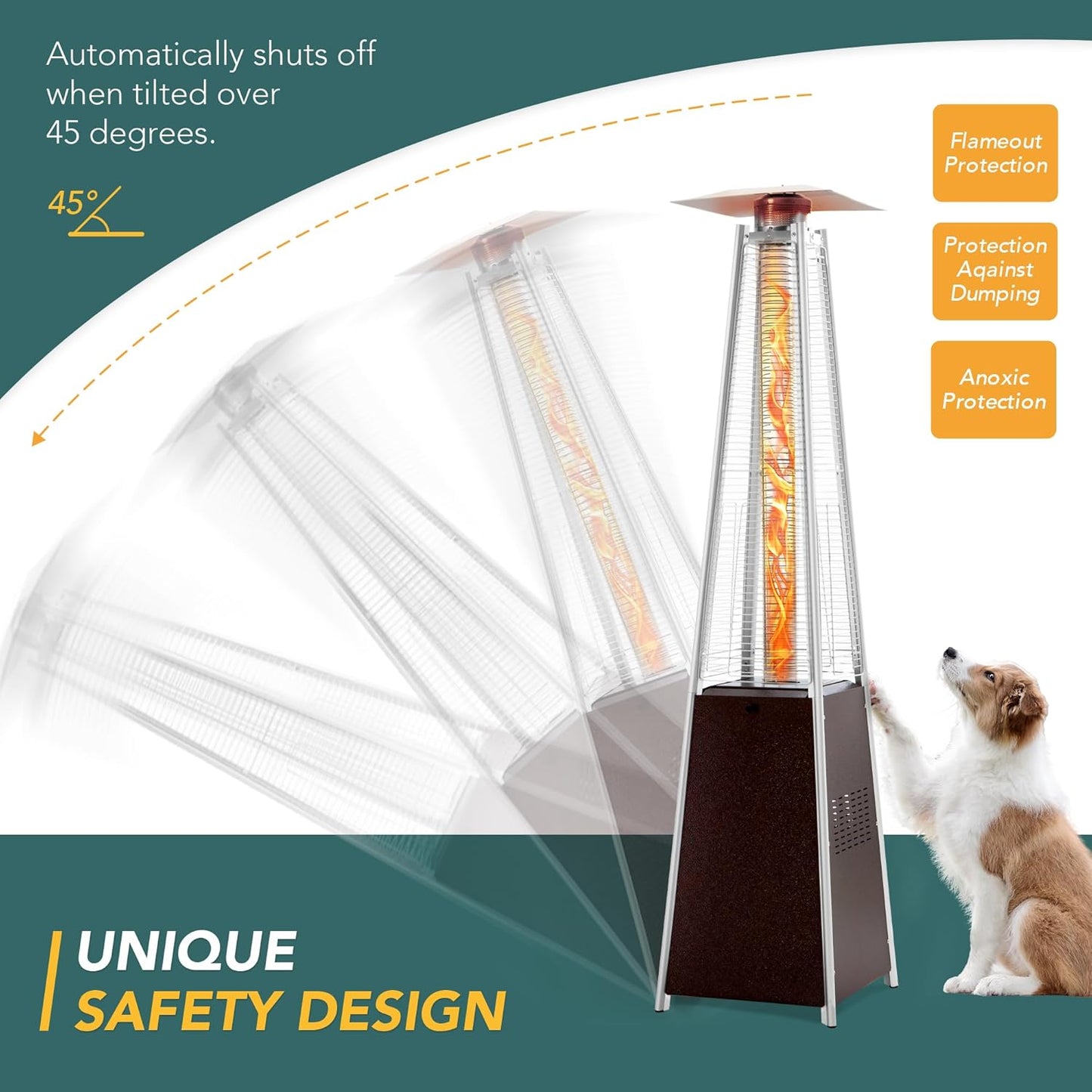Patio Heater - 48,000 BTU Pyramid Flame - The Gadget Guy