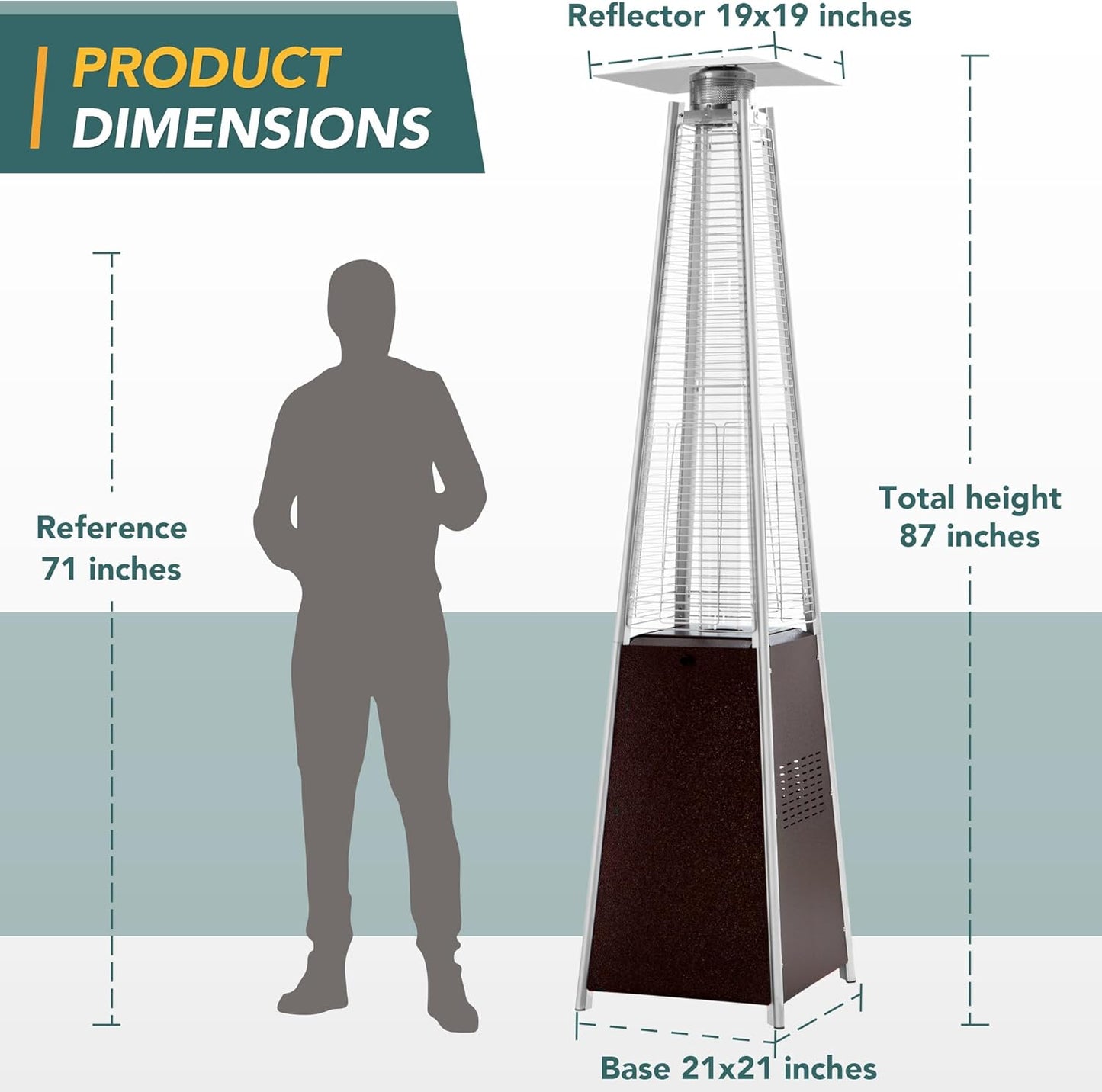 Patio Heater - 48,000 BTU Pyramid Flame - The Gadget Guy