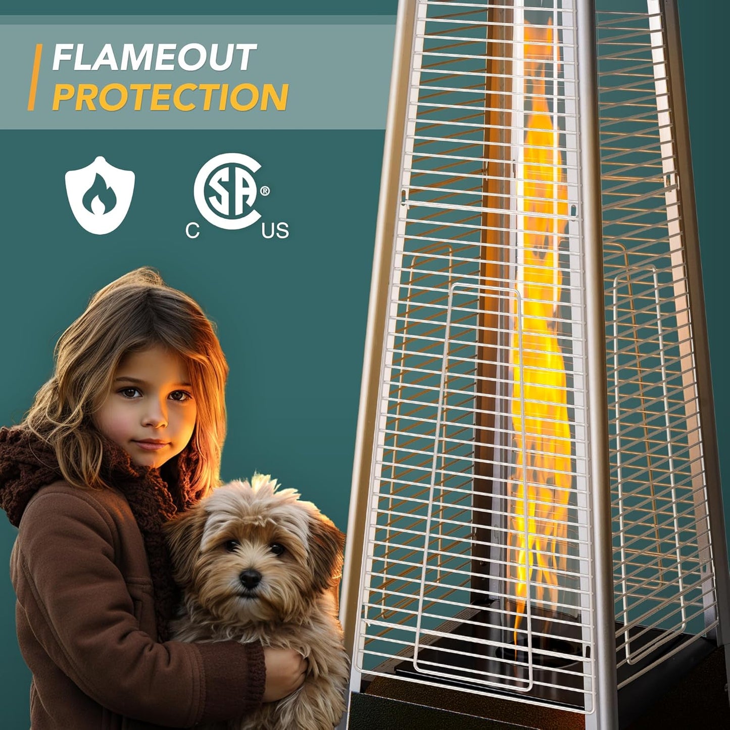 Patio Heater - 48,000 BTU Pyramid Flame - The Gadget Guy