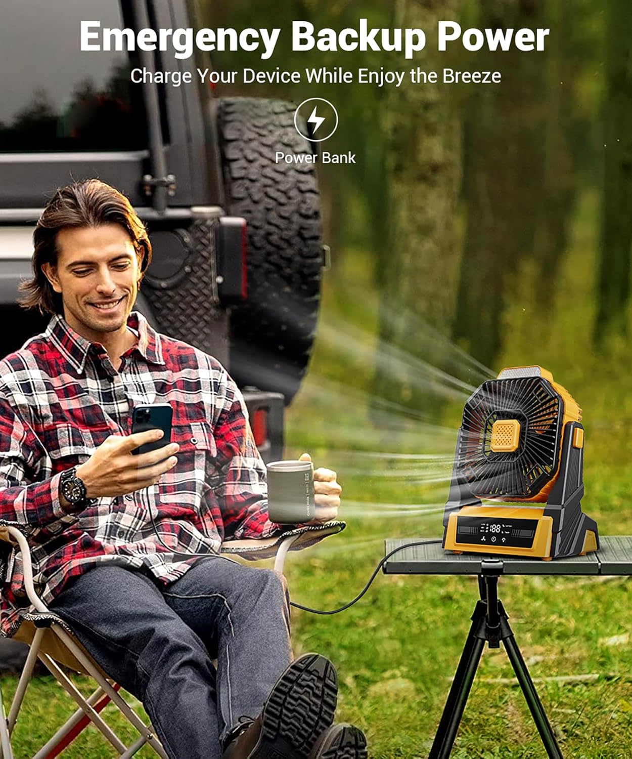 Portable Camping Fan with Lights - 20000Mah, Battery Powered - The Gadget Guy