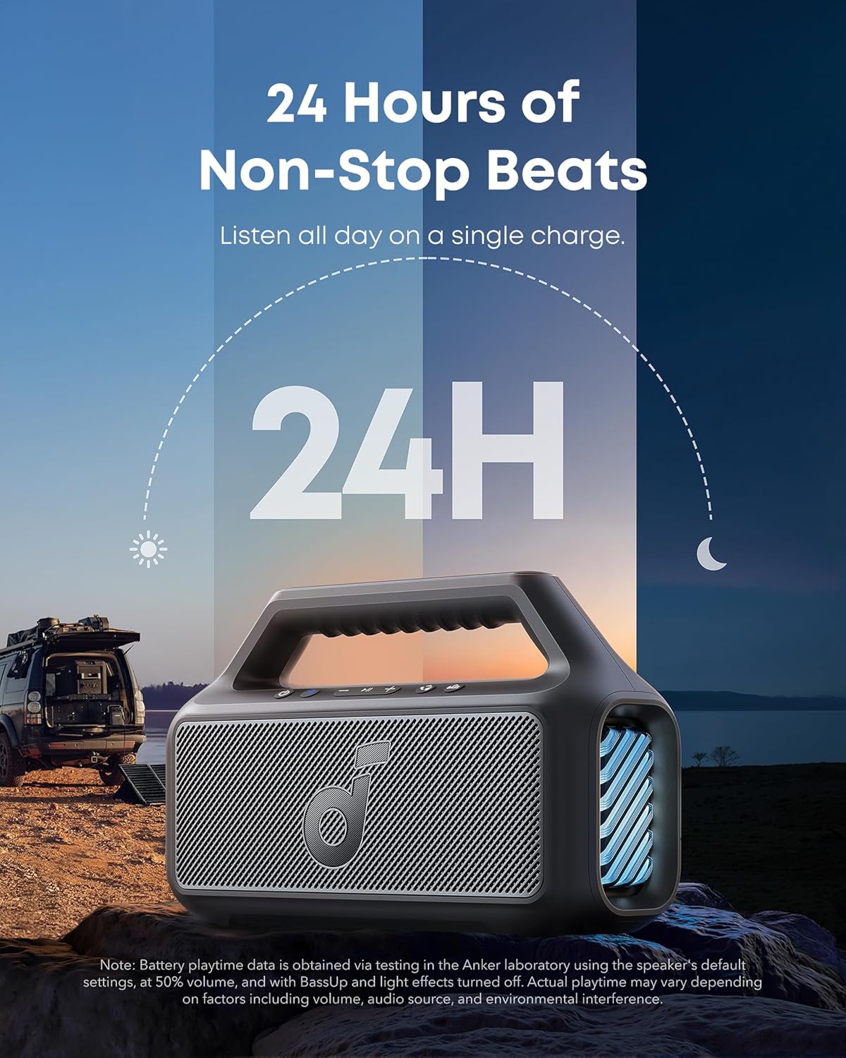 Soundcore Boom 2 Outdoor Speaker - 80W, Subwoofer, Bassup 2.0, 24H Playtime, IPX7 Waterproof, RGB Lights - The Gadget Guy