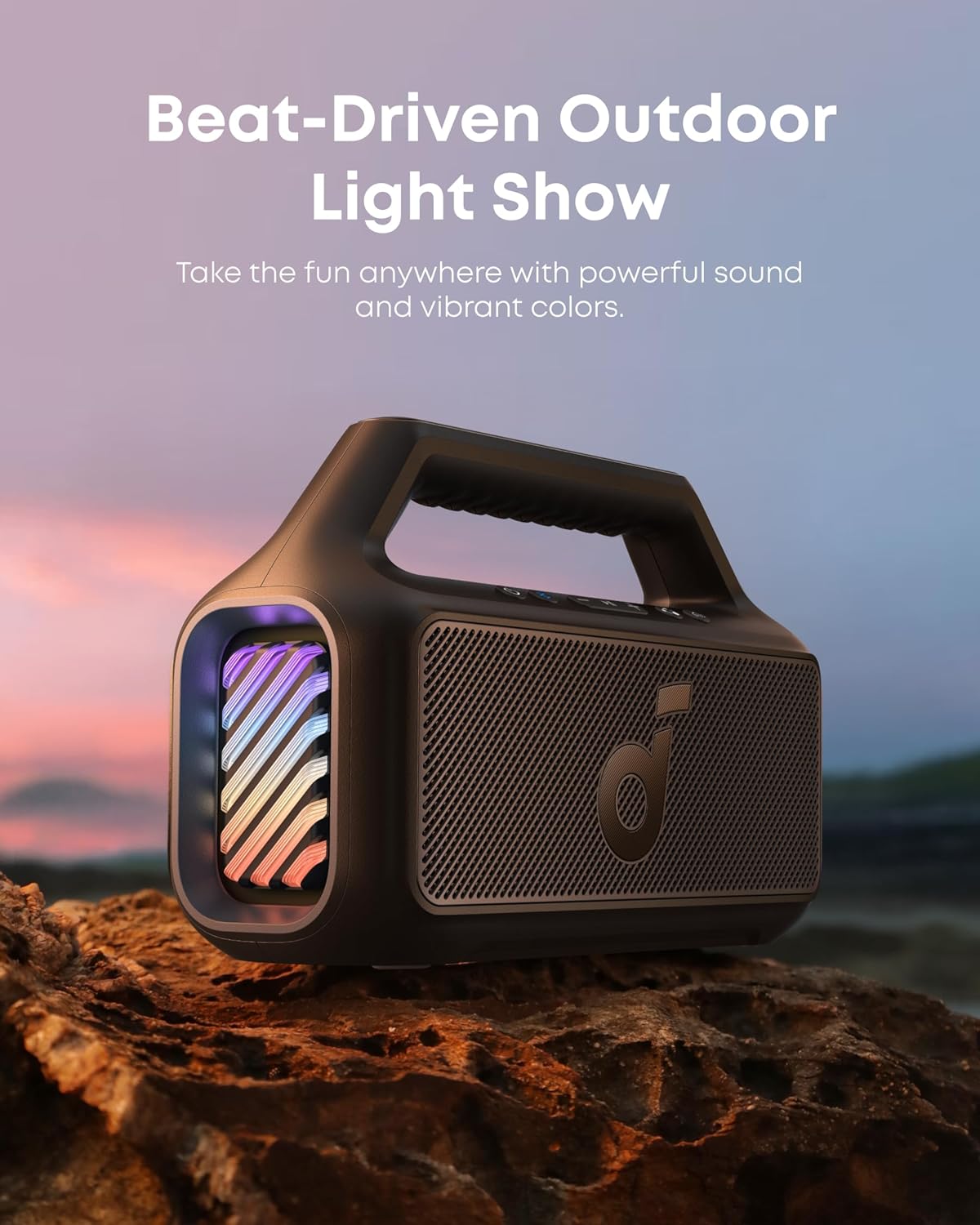Soundcore Boom 2 Outdoor Speaker - 80W, Subwoofer, Bassup 2.0, 24H Playtime, IPX7 Waterproof, RGB Lights - The Gadget Guy