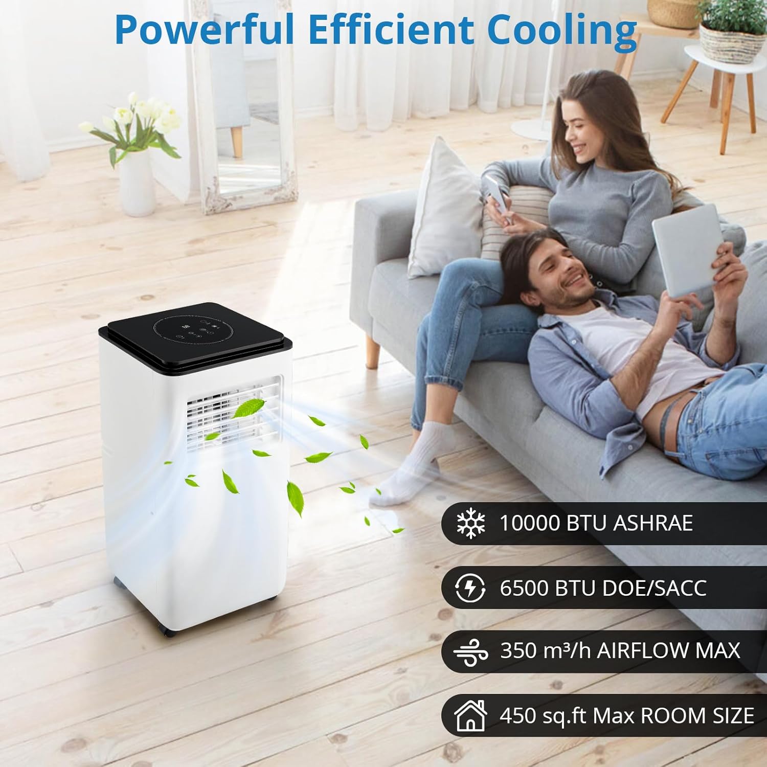 10,000 BTU Portable Air Conditioner - Cools up to 450 Sq.Ft, Auto - Evaporation, Low Noise, Fits for Large Room,White - The Gadget Guy