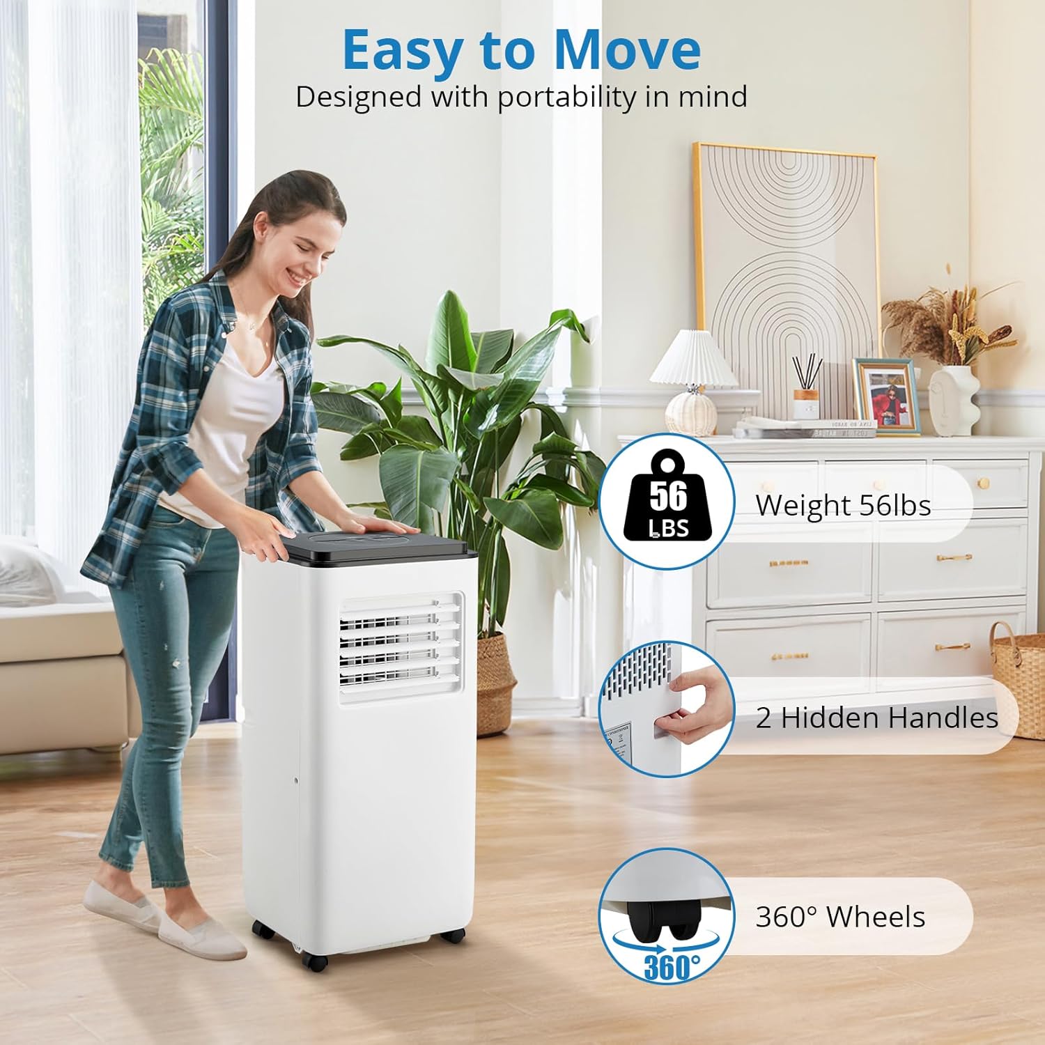 10,000 BTU Portable Air Conditioner - Cools up to 450 Sq.Ft, Auto - Evaporation, Low Noise, Fits for Large Room,White - The Gadget Guy
