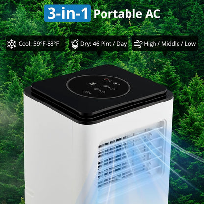 10,000 BTU Portable Air Conditioner - Cools up to 450 Sq.Ft, Auto - Evaporation, Low Noise, Fits for Large Room,White - The Gadget Guy