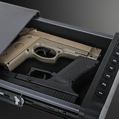 Biometric Fingerprint Gun Safe - Clock Handgun Safe with 3 - In - 1 Watch & Phone Wireless Charging, Drawer Lock for Hand Guns, Cash, Valuables - with Humidity Reader|Temperature| Alarm Clock| Screen - The Gadget Guy