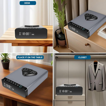 Biometric Fingerprint Gun Safe - Clock Handgun Safe with 3 - In - 1 Watch & Phone Wireless Charging, Drawer Lock for Hand Guns, Cash, Valuables - with Humidity Reader|Temperature| Alarm Clock| Screen - The Gadget Guy