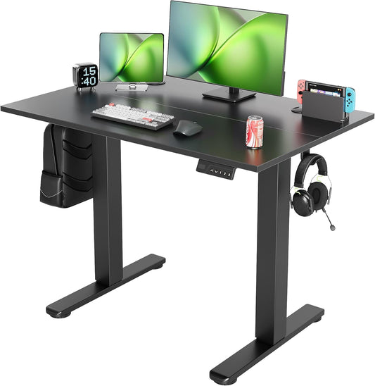 Black Electric Standing Desk - Adjustable Height, 40 X 24 Inch - The Gadget Guy