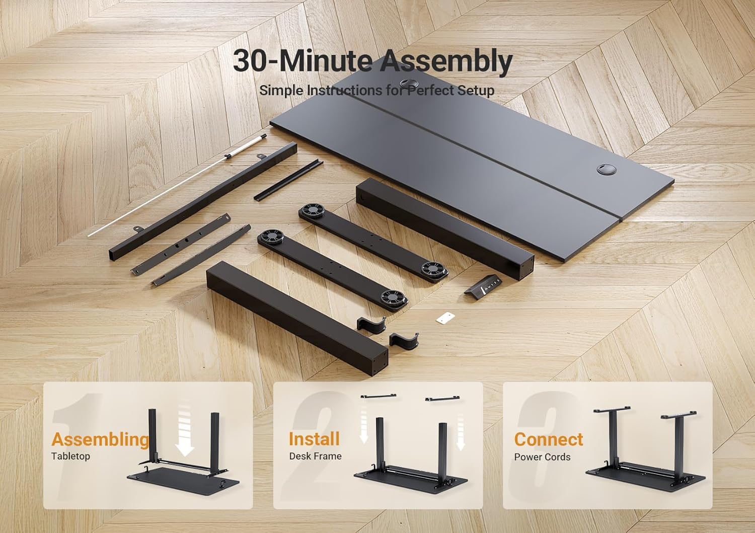 Black Electric Standing Desk - Adjustable Height, 40 X 24 Inch - The Gadget Guy