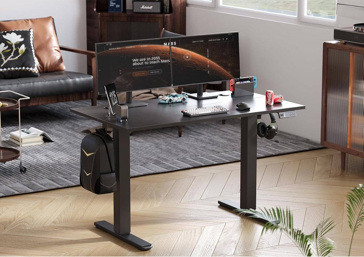 Black Electric Standing Desk - Adjustable Height, 40 X 24 Inch - The Gadget Guy