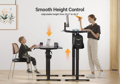 Black Electric Standing Desk - Adjustable Height, 40 X 24 Inch - The Gadget Guy