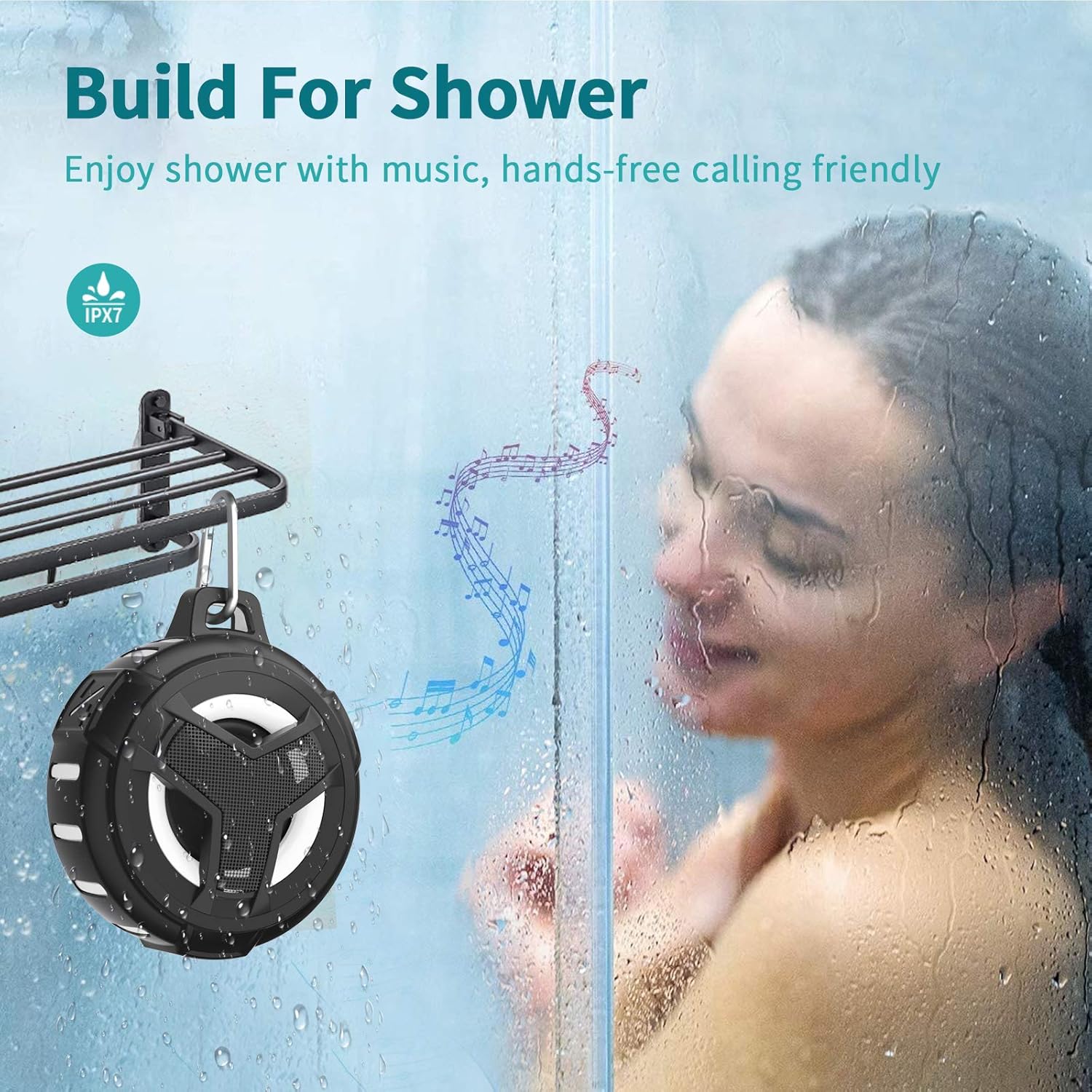 Bluetooth Portable Speaker - IP67 Waterproof, LED Lights, 2000Mah, Black - The Gadget Guy
