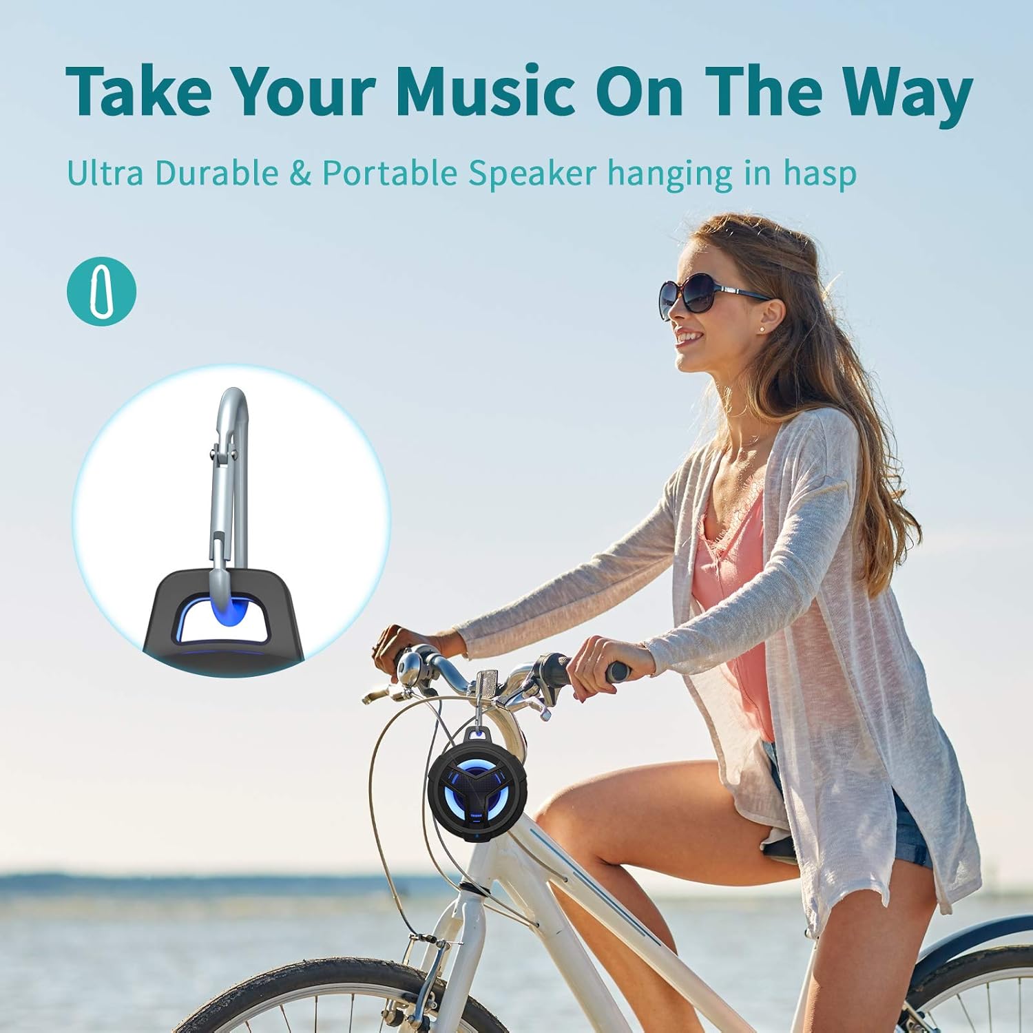 Bluetooth Portable Speaker - IP67 Waterproof, LED Lights, 2000Mah, Black - The Gadget Guy