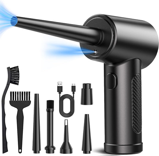 Compressed Air Duster - 3 Gear to 51000RPM Cordless Electric Air Duster, 6000Mah Rechargeable Air Blower with LED Light - The Gadget Guy