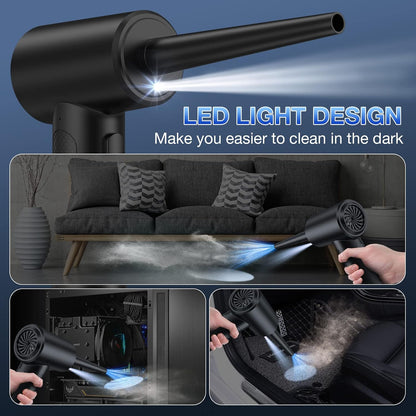 Compressed Air Duster - 3 Gear to 51000RPM Cordless Electric Air Duster, 6000Mah Rechargeable Air Blower with LED Light - The Gadget Guy