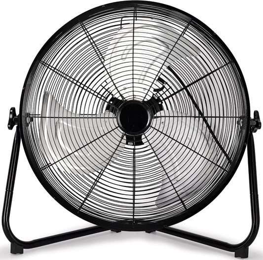 High Velocity Heavy Duty Fan - Metal Industrial Floor Fan with 3 Speeds, 360° Adjustbale Tilting - The Gadget Guy