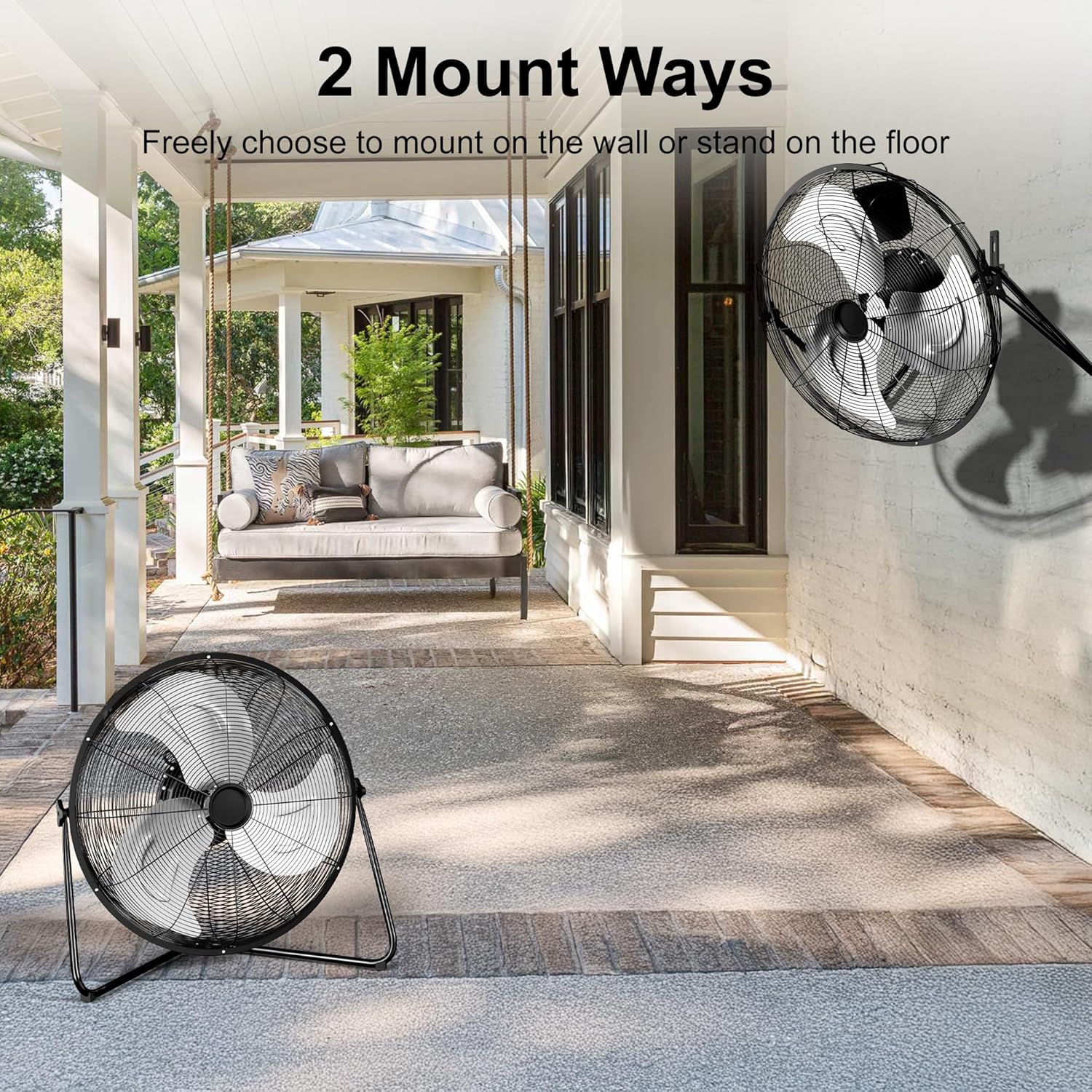 High Velocity Heavy Duty Fan - Metal Industrial Floor Fan with 3 Speeds, 360° Adjustbale Tilting - The Gadget Guy