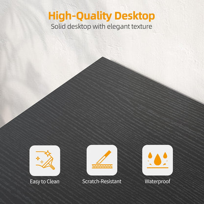 L Shaped Computer Desk - Power Outlets, 55 Inch Small Corner Desk with Reversible Shelves, Gaming Desk, Black - The Gadget Guy