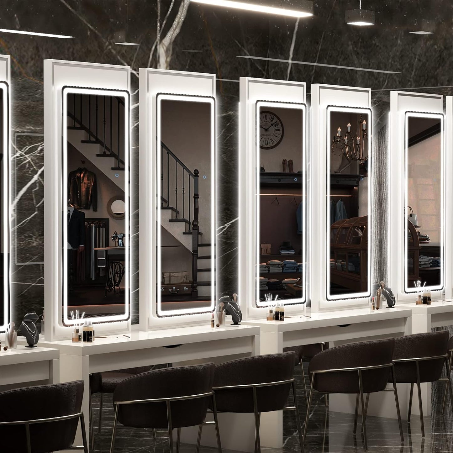 LED Door Mirror Full Length - 44.1" X 15.8" Lighted over the Hanging, Full Body Wall Mounted, round, White - The Gadget Guy