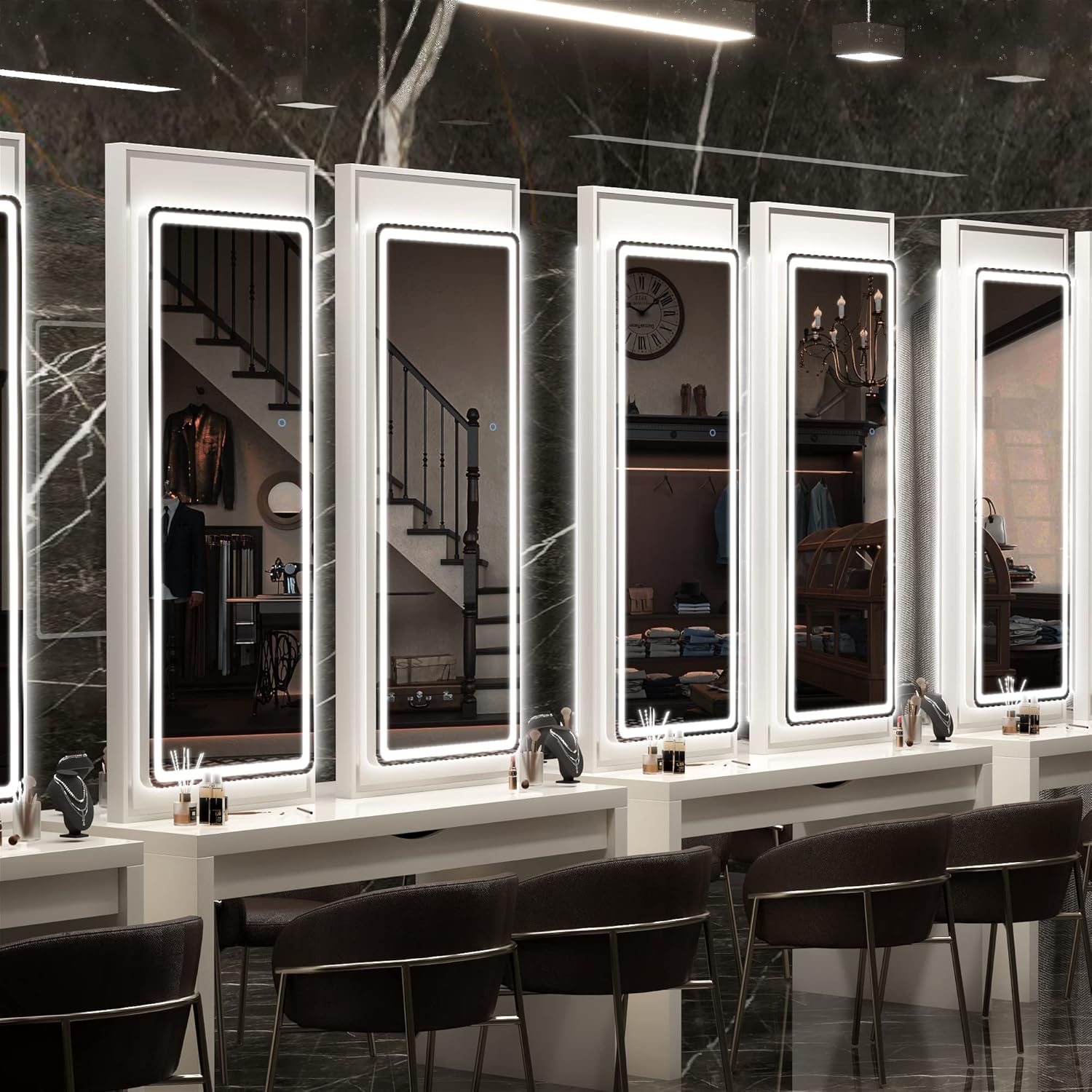 LED Door Mirror Full Length - 44.1" X 15.8" Lighted over the Hanging, Full Body Wall Mounted, round, White - The Gadget Guy