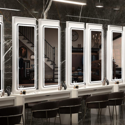 LED Door Mirror Full Length - 44.1" X 15.8" Lighted over the Hanging, Full Body Wall Mounted, round, White - The Gadget Guy