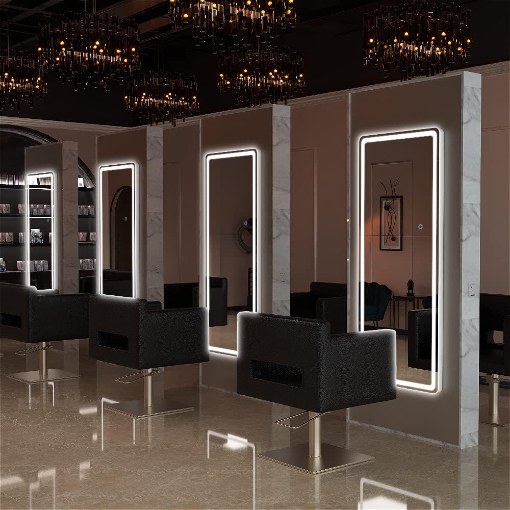 LED Door Mirror Full Length - 44.1" X 15.8" Lighted over the Hanging, Full Body Wall Mounted, round, White - The Gadget Guy