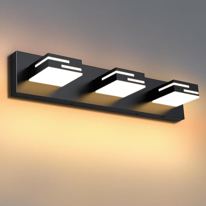 Modern 3 - Light LED Bathroom Vanity Light Fixture - 5CCT Dimmable Matte Black Finish and 350° Rotatable Acrylic Heads, 22 - Inch - The Gadget Guy