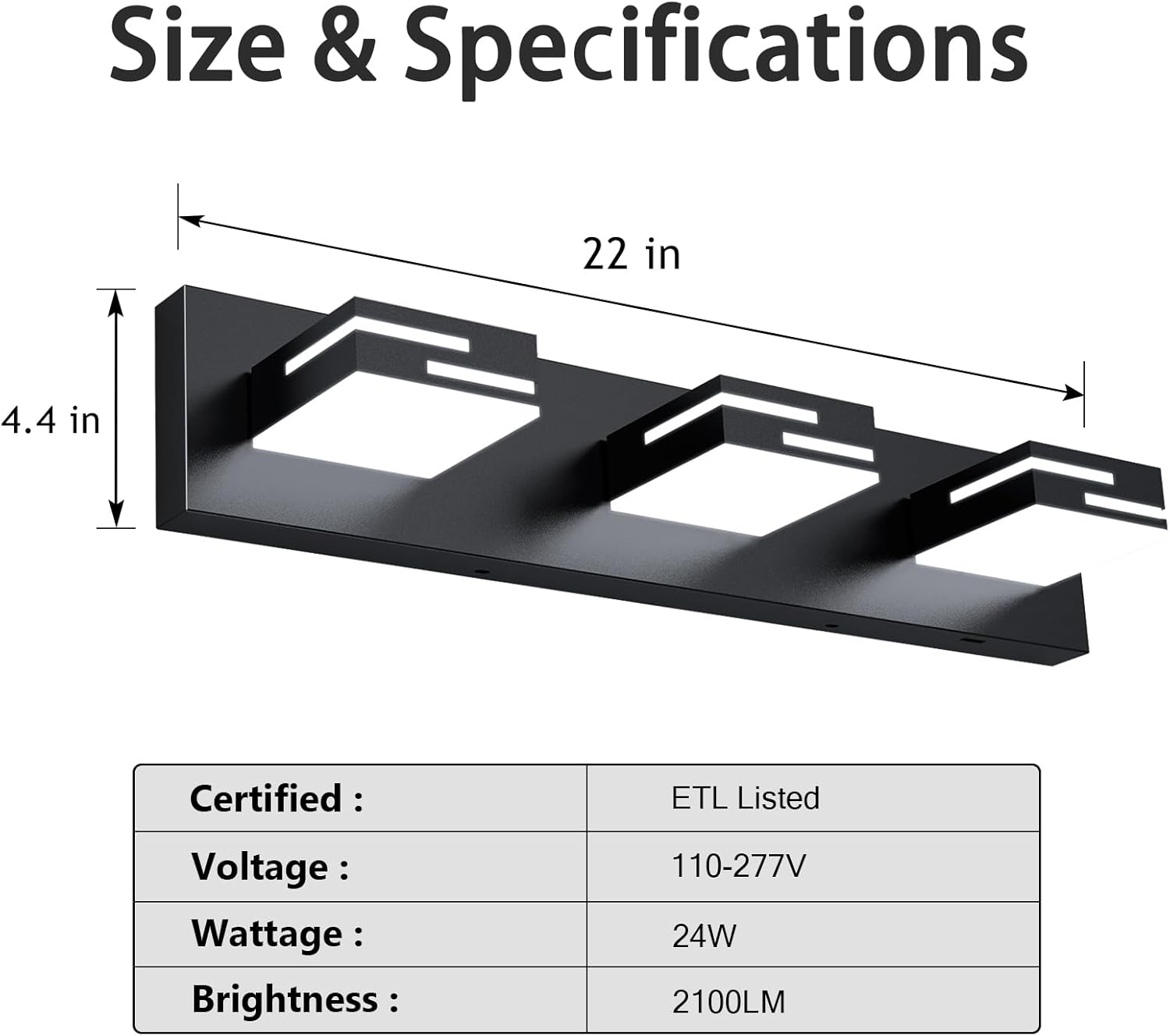 Modern 3 - Light LED Bathroom Vanity Light Fixture - 5CCT Dimmable Matte Black Finish and 350° Rotatable Acrylic Heads, 22 - Inch - The Gadget Guy