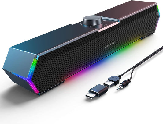 RGB Computer Speakers for Desktop - For PC, Laptop, Monitor, LED Lights - The Gadget Guy