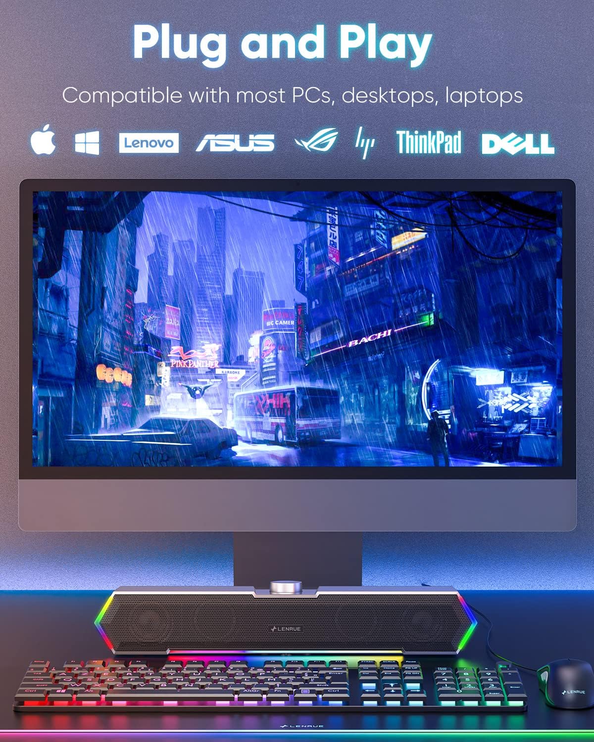 RGB Computer Speakers for Desktop - For PC, Laptop, Monitor, LED Lights - The Gadget Guy
