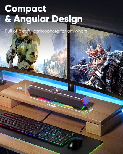 RGB Computer Speakers for Desktop - For PC, Laptop, Monitor, LED Lights - The Gadget Guy