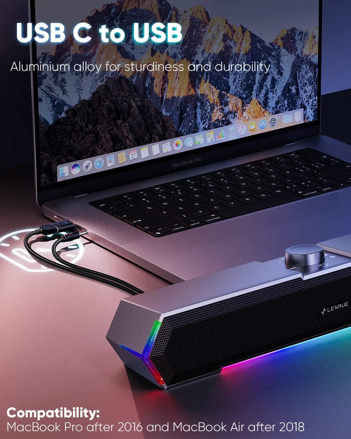 RGB Computer Speakers for Desktop - For PC, Laptop, Monitor, LED Lights - The Gadget Guy