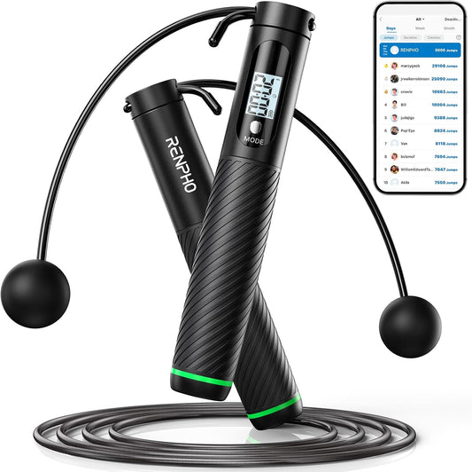 Smart Cordless Jump Rope - Weighted Jump Rope with Counter, Jump Ropes for Fitness, Smart Skipping Rope for Crossfit, Gym, Burn Calorie, APP Data Analysis - The Gadget Guy