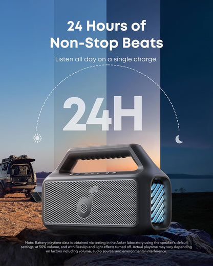 Soundcore Boom 2 Outdoor Speaker - 80W, Subwoofer, Bassup 2.0, 24H Playtime, IPX7 Waterproof, RGB Lights - The Gadget Guy