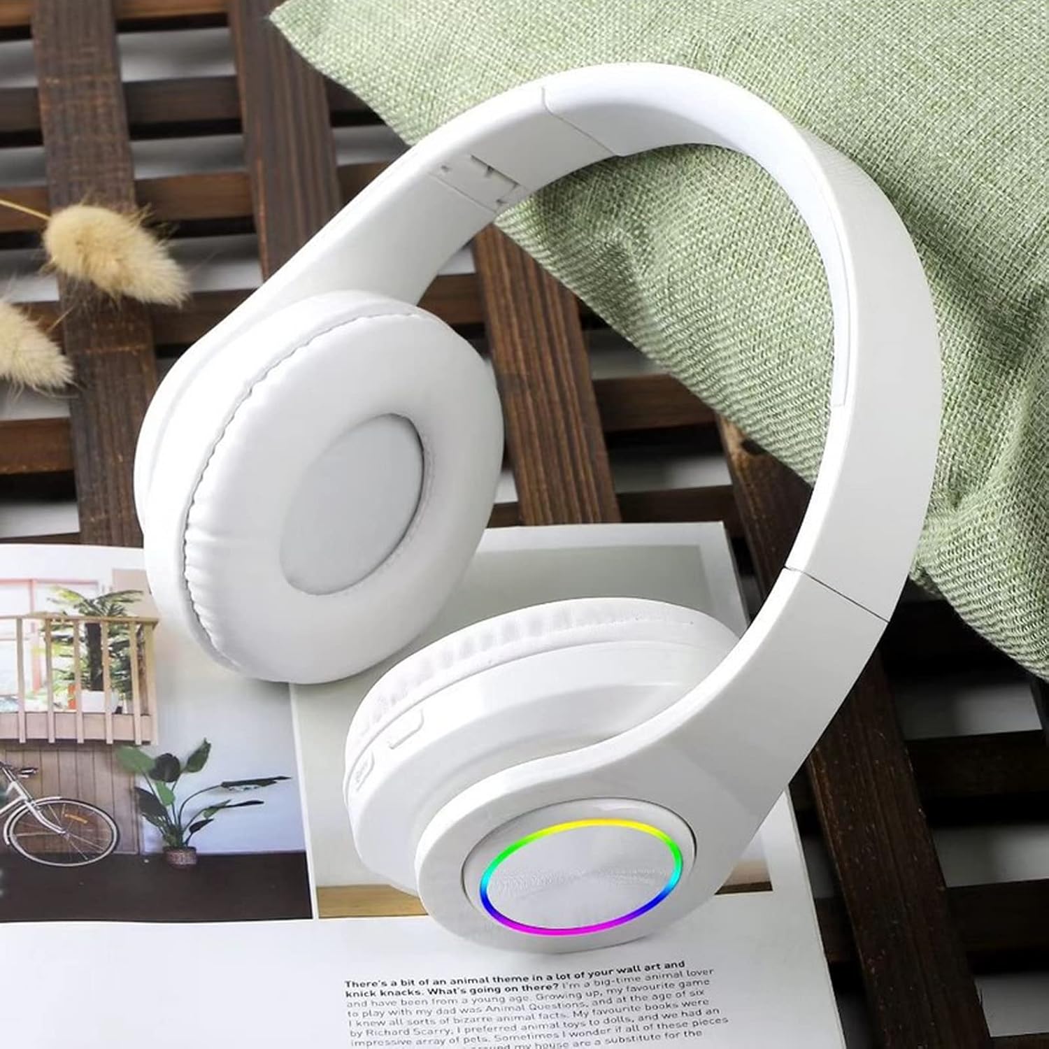 Wireless Bluetooth Headphones with Colorful LED Lights - Built - In Mic, Light Weight, Foldable, Wired Hifi Stereo Headphones - The Gadget Guy