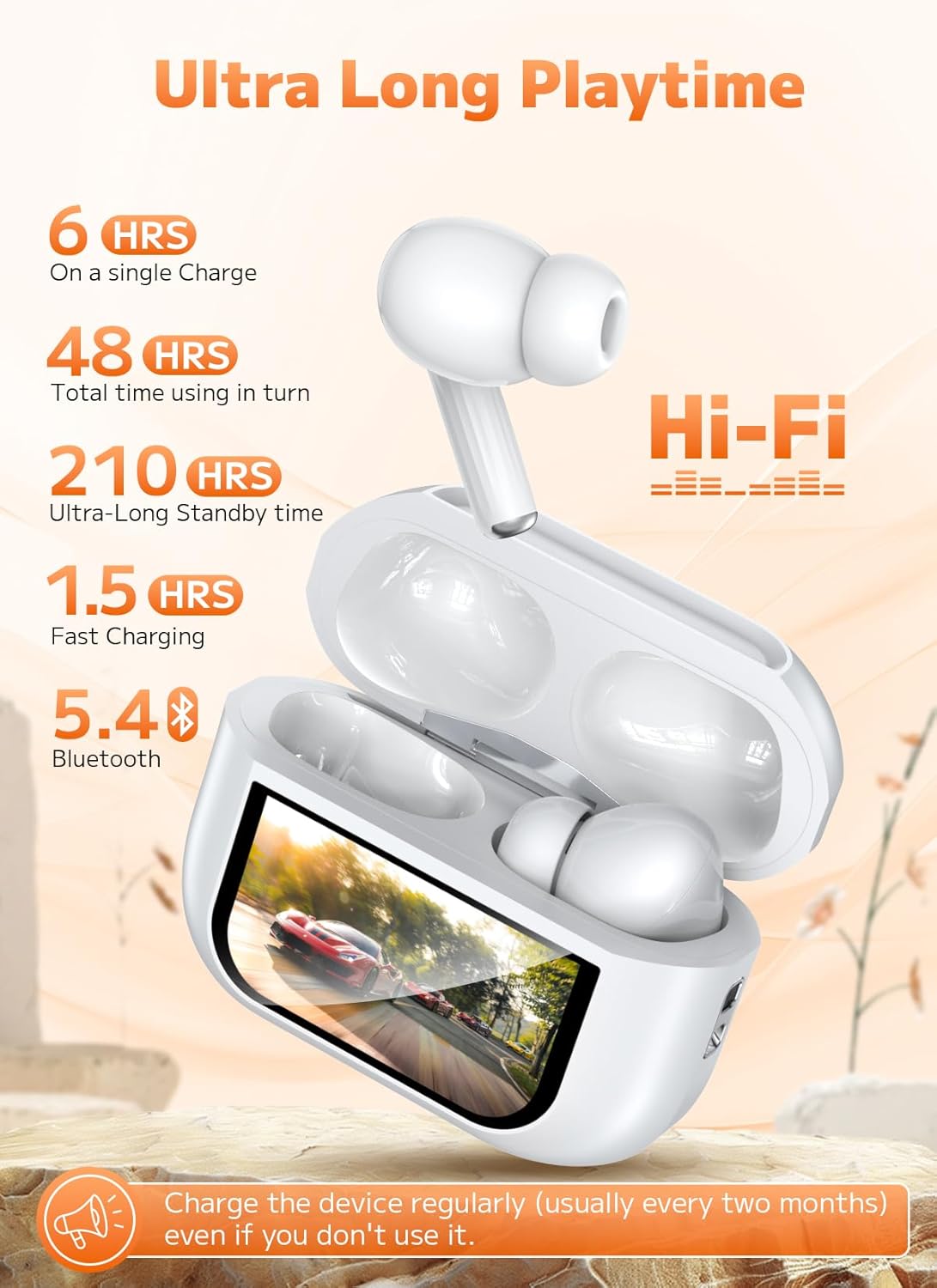 Wireless Earbuds - Bluetooth 5.4 Ear Buds with Multifunctional Touch Screen, ANC/ENC Noise Cancelling Headphones with 48H Playtime - The Gadget Guy