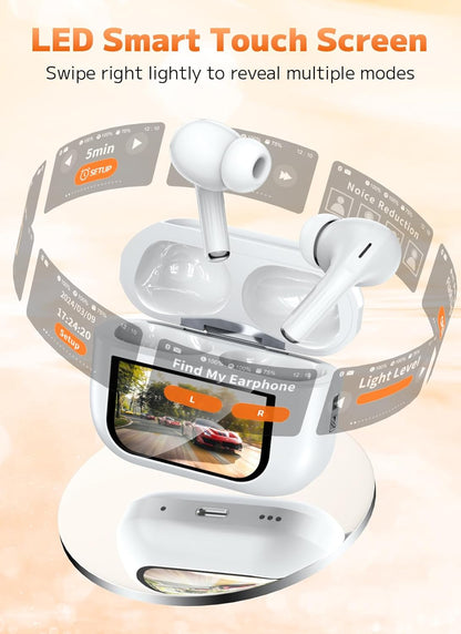 Wireless Earbuds - Bluetooth 5.4 Ear Buds with Multifunctional Touch Screen, ANC/ENC Noise Cancelling Headphones with 48H Playtime - The Gadget Guy